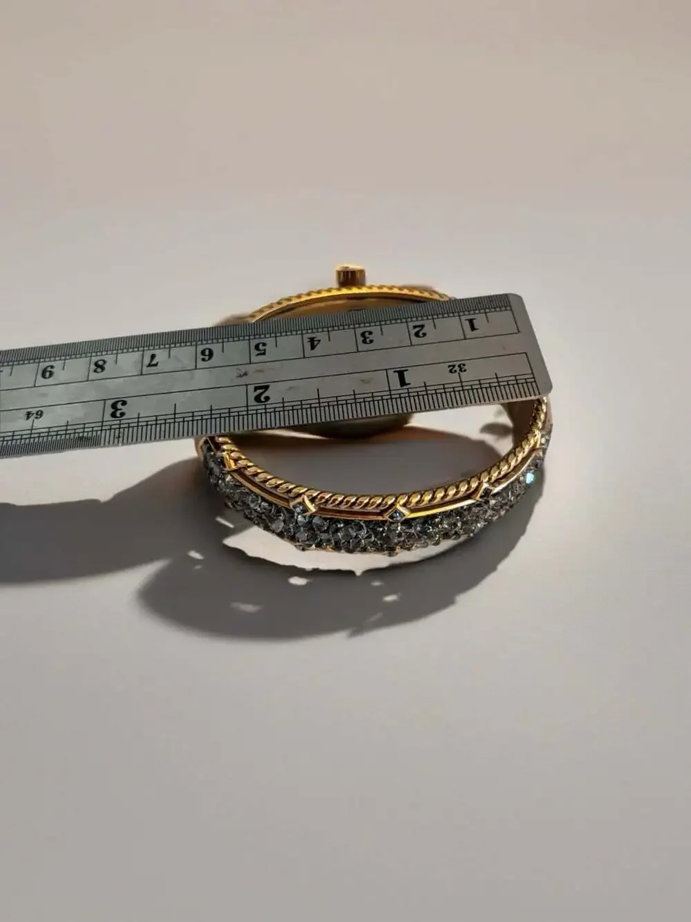 Brighton Retired Crystal Rocks Hinged Bangle Bracelet Gold Black Crystals.